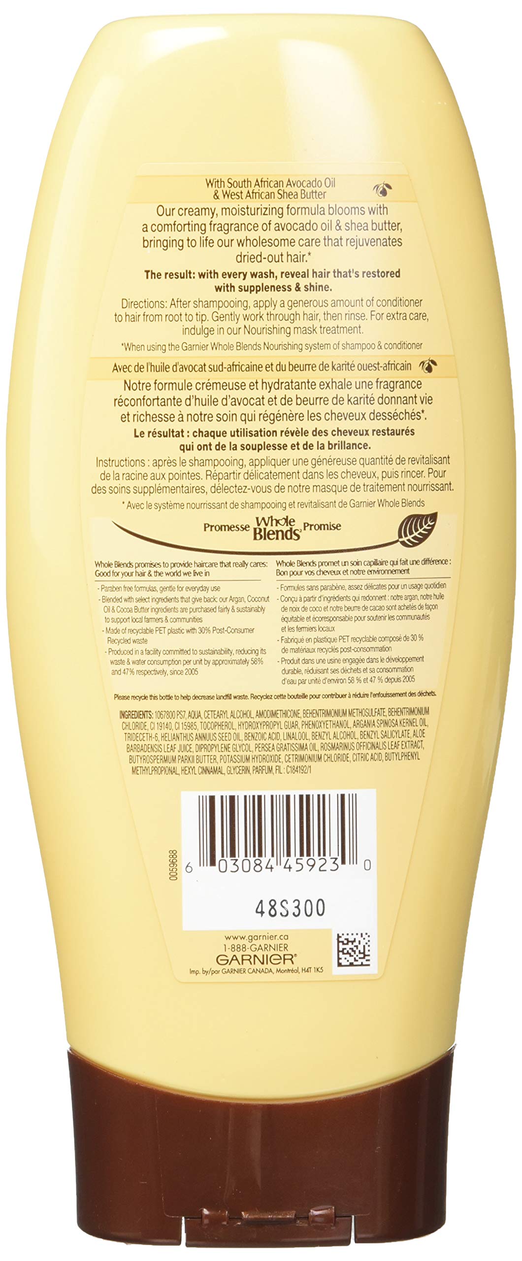 Garnier Whole Blends ingredients spread highlighting avocado oil and shea butter