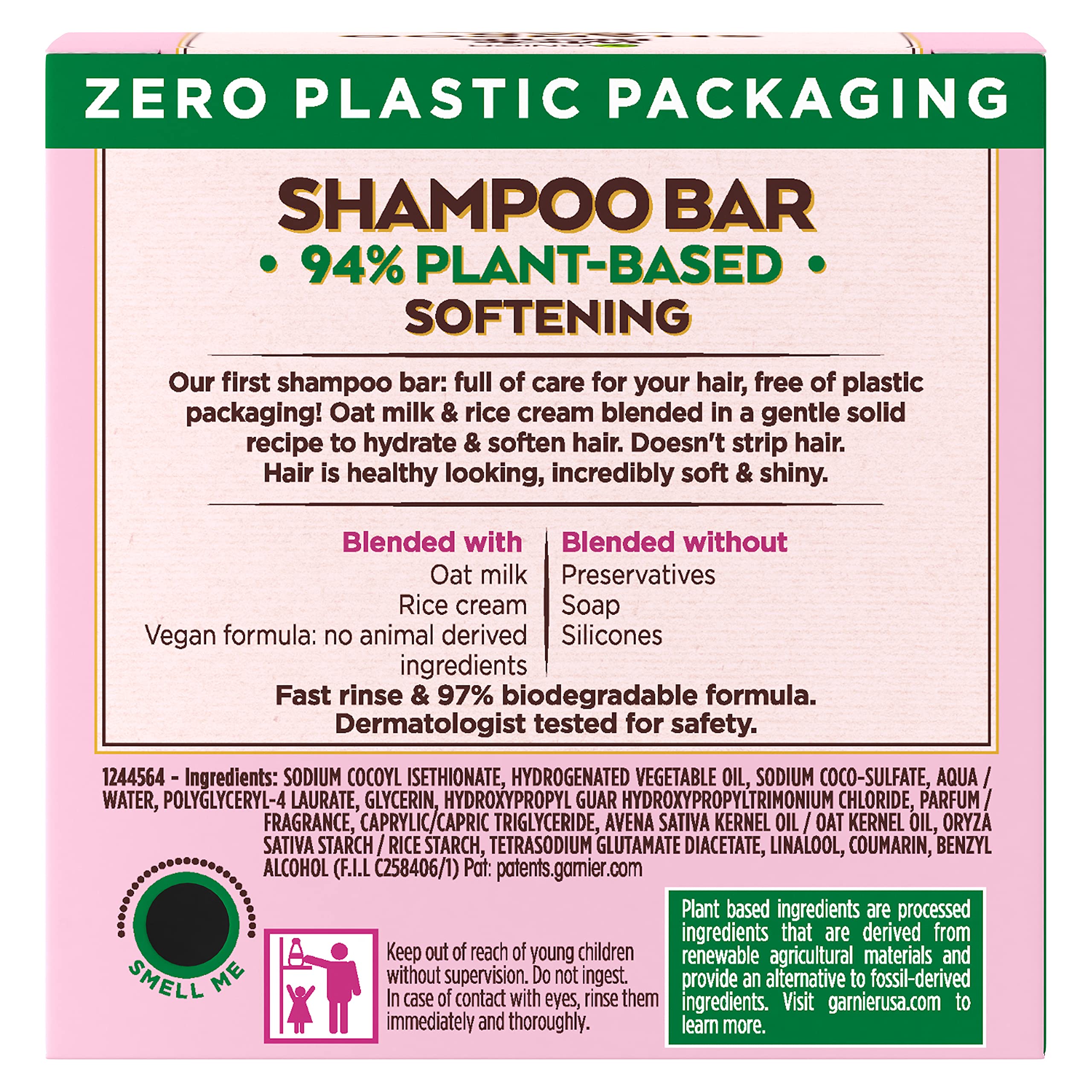 Garnier Whole Blends Softening Shampoo Bar Oat Delicacy wet hair ready for cleansing.