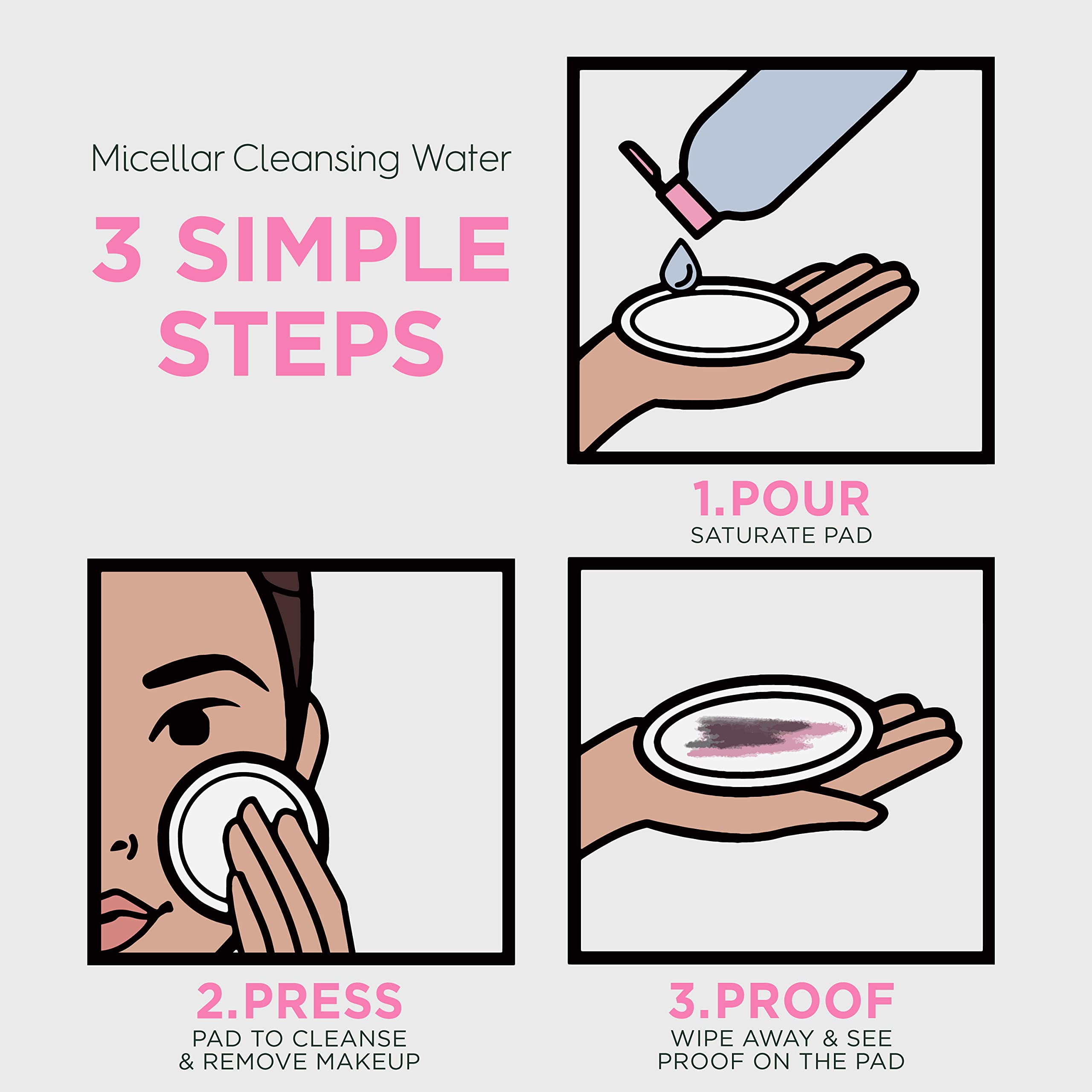 Garnier Micellar Water on a cotton pad for easy makeup removal without rubbing.