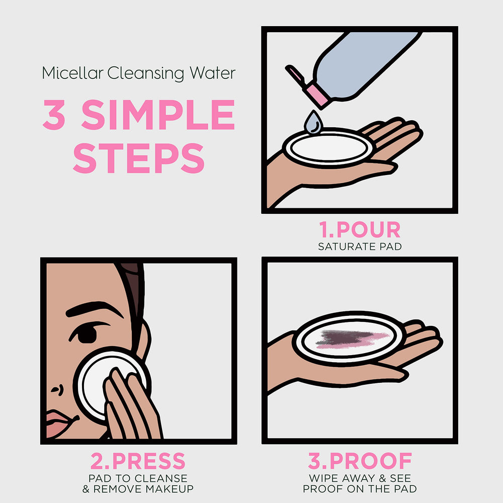 Garnier Micellar Water on a cotton pad for easy makeup removal without rubbing.