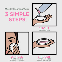 Garnier Micellar Water on a cotton pad for easy makeup removal without rubbing.