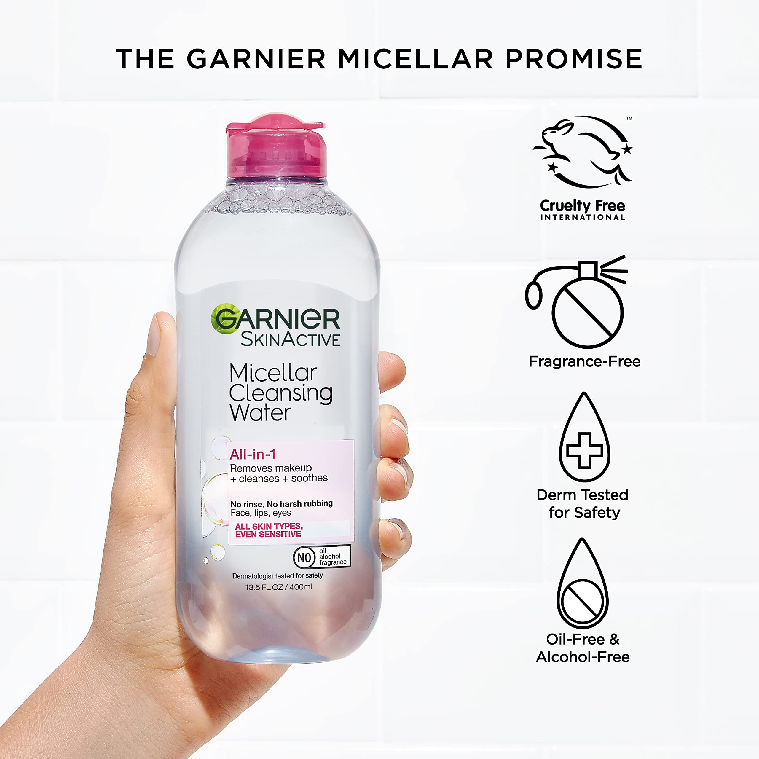 Garnier Micellar Water used around the eyes to remove makeup without irritation.