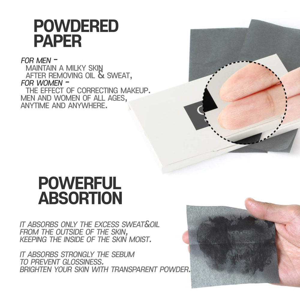 Gatsby Paper Powdered Oil Clear usage card shows English instructions