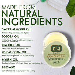 Gauge Gear stretching lubricant closeup; natural blend supports gentle skin care.