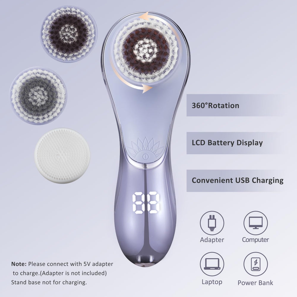 Gaurins facial cleansing brush in shower use showing IPX7 waterproof design