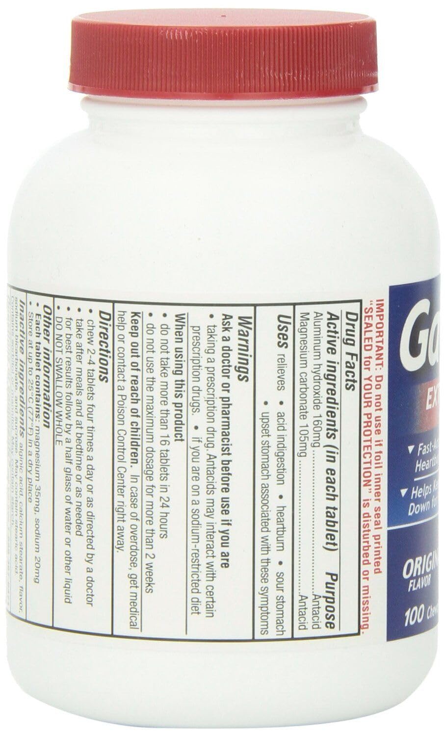 Gaviscon bottle-pour view demonstrates quick access after meals.
