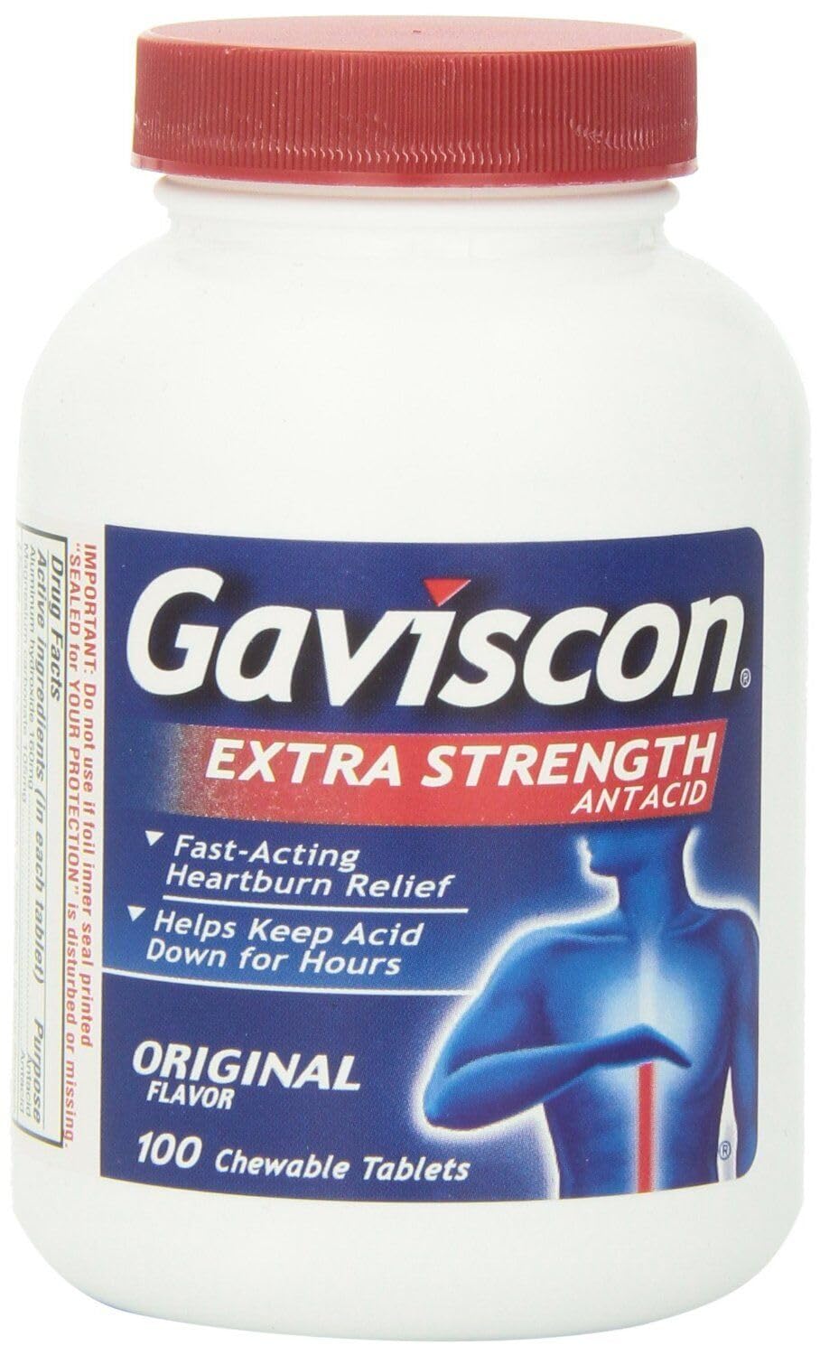 Gaviscon Extra Strength bottle-front view highlighting portable relief option.