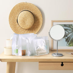 GAWBYET clear zipper pouch keeps toiletries neatly organized for quick access on business trips.