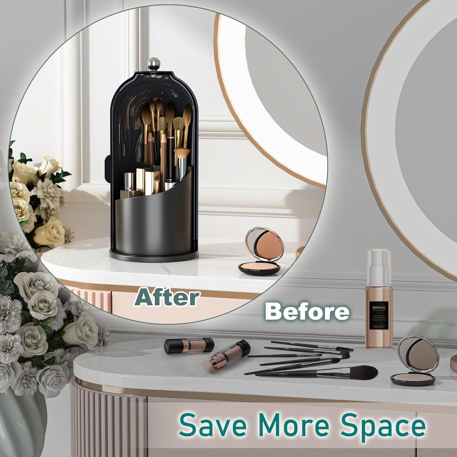 GAXmi durable, washable plastic holder built for daily vanity use.