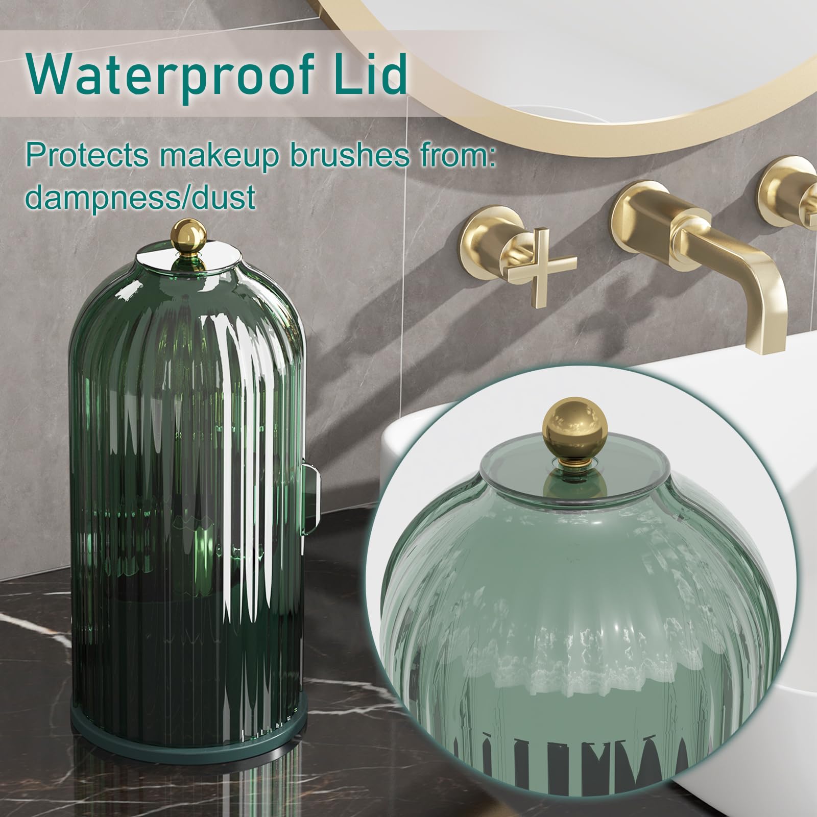 GAXmi makeup brush holder is durable plastic and simple to wipe clean.