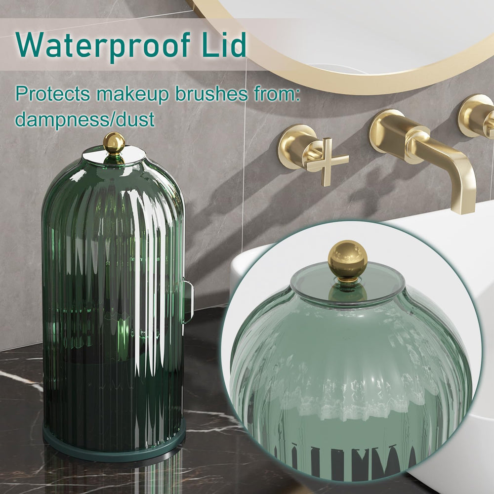 GAXmi makeup brush holder is durable plastic and simple to wipe clean.