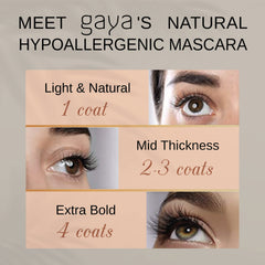 Gaya Cosmetics Vegan Black Mascara brush close-up shows separation without clumping.