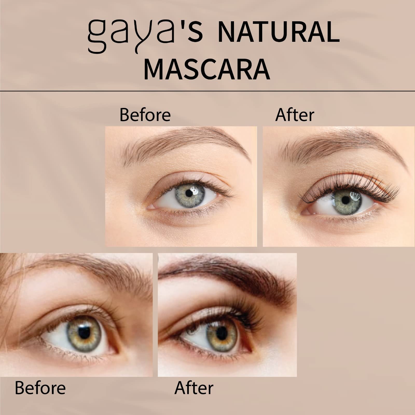 Gaya Cosmetics Vegan Black Mascara lash definition with rich ultrablack pigment.
