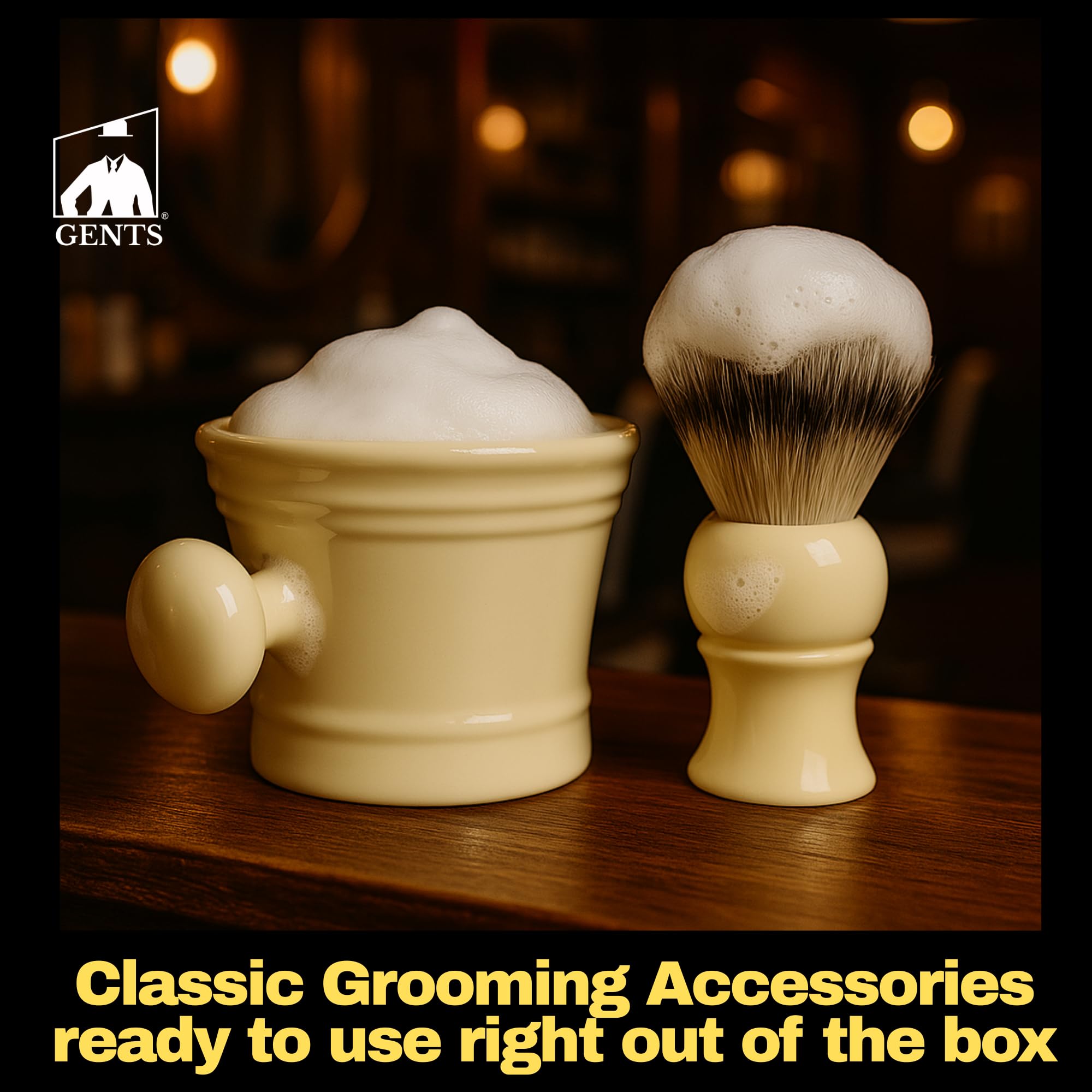 G.B.S lather closeup shows creamy texture and generous coverage.