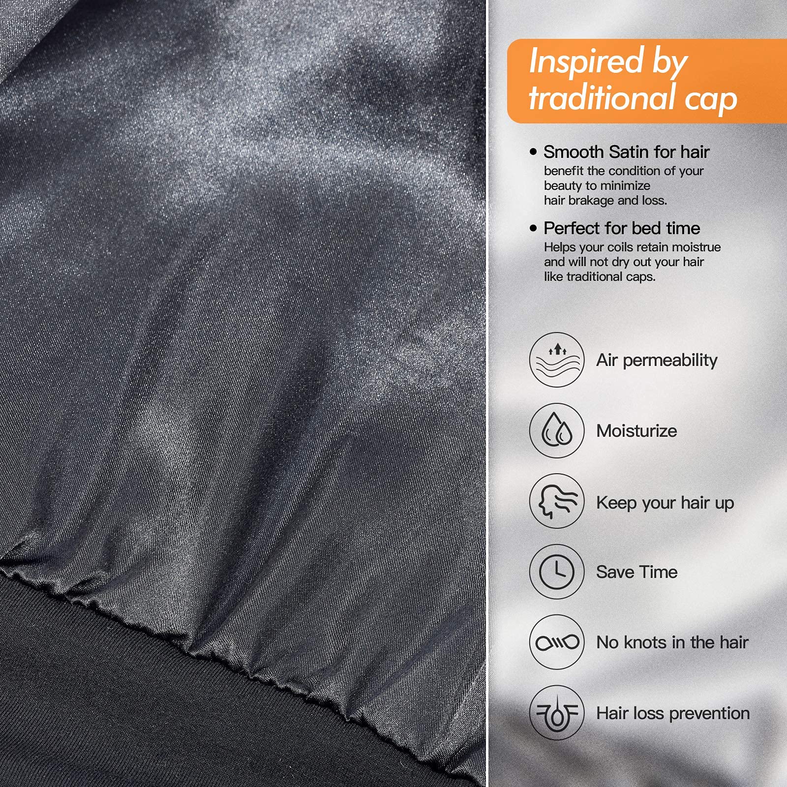 GB Selected satin lining close-up highlighting smooth texture reduces hair friction