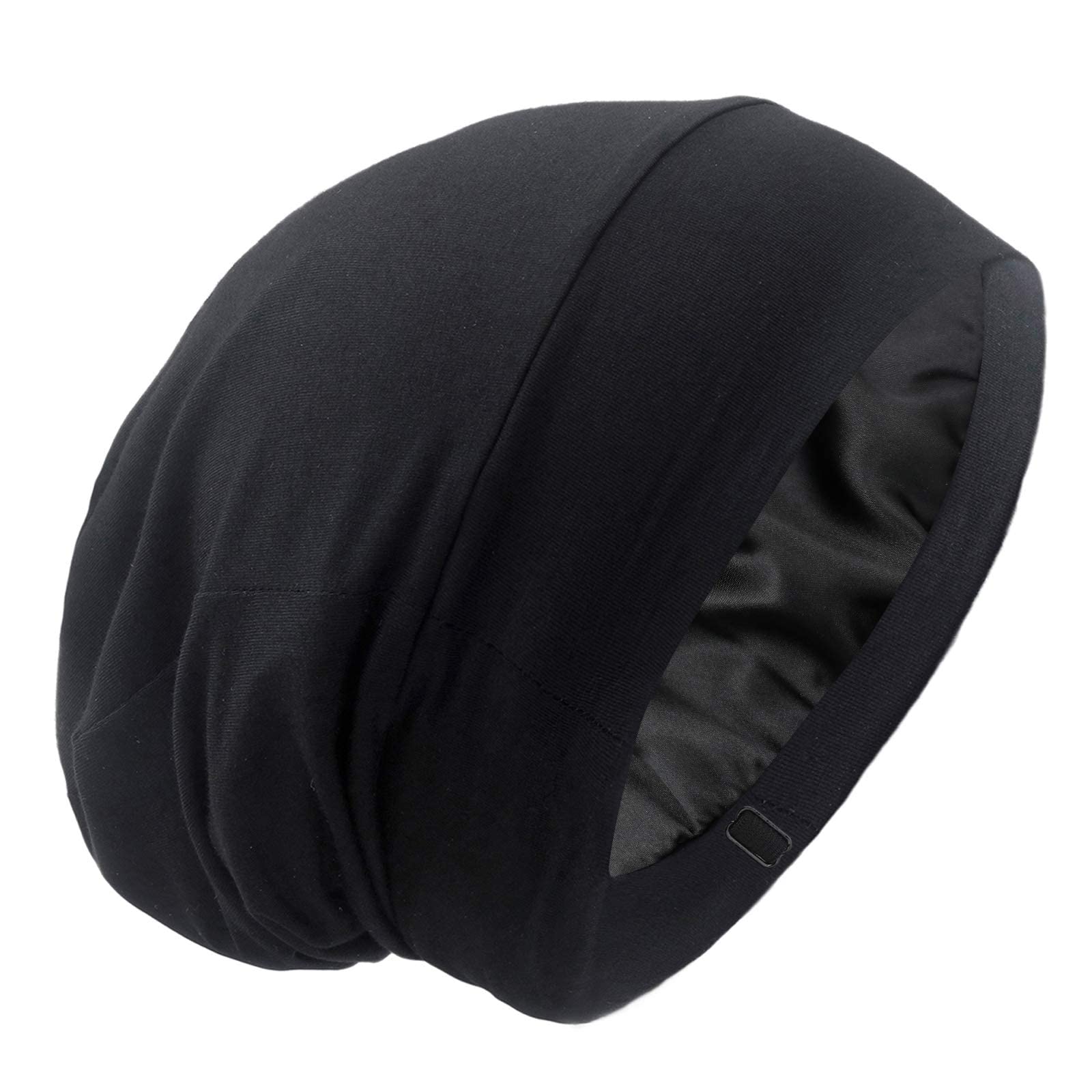 GB Selected silky satin-lined bonnet worn on head for secure, slip-free sleep