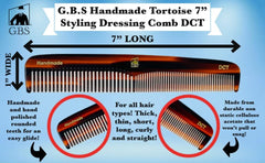 GBS GENTS 7 Inch tortoise hair comb in hand for daily beard and hair care