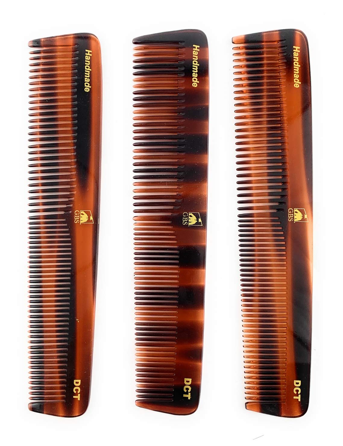 GBS GENTS 7 Inch tortoise hair comb, side view for smooth detangling and grooming