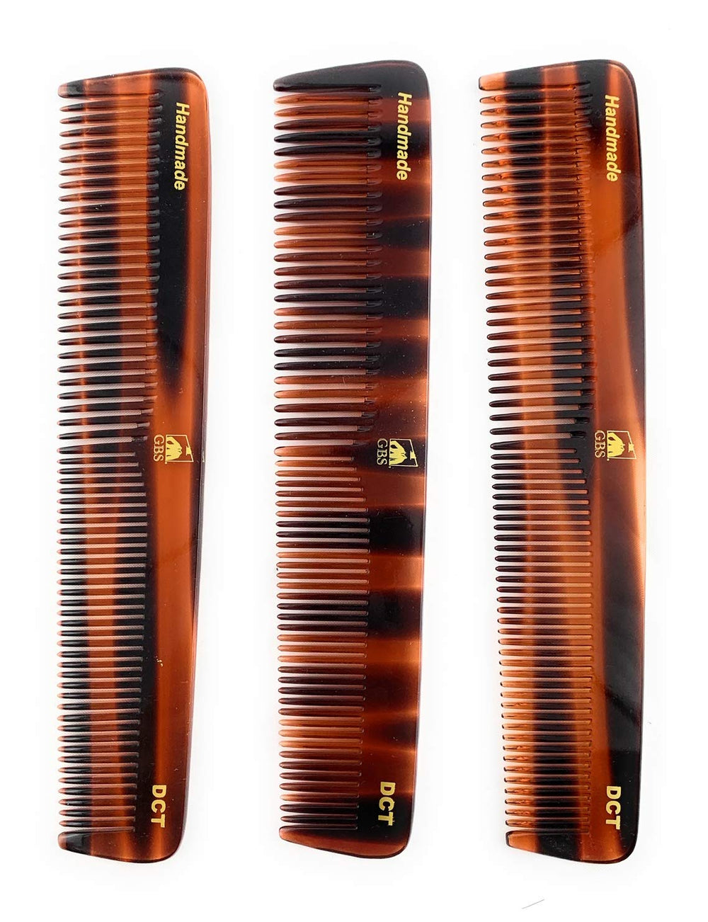 GBS GENTS 7 Inch tortoise hair comb, side view for smooth detangling and grooming