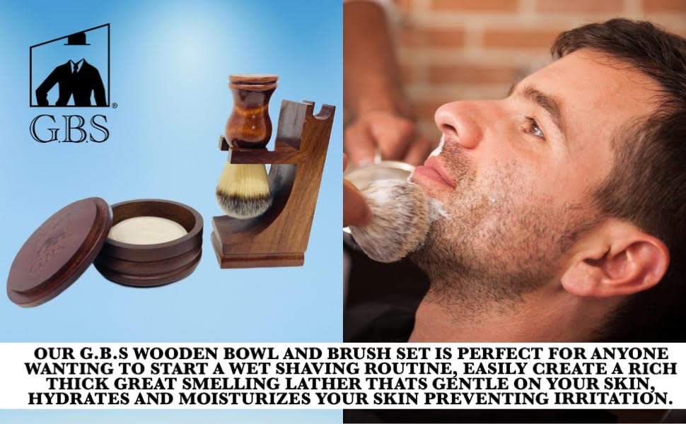 G.B.S GENTS wooden stand with mahogany finish supports brushes while keeping dry and organized.