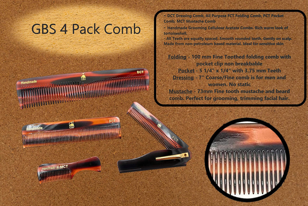 G.B.S tortoise shell mustache comb for precise facial hair shaping