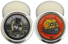 GBS True Man Beard Balm tin closeup showing nourishing oils for tame beard