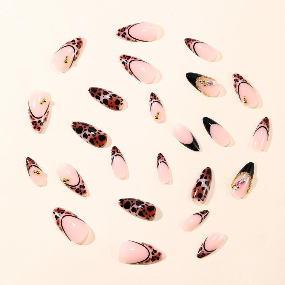 GCSQW almond medium nails apply quickly without salon visits.