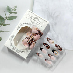 GCSQW cheetah-print full-cover nails for party-ready style.