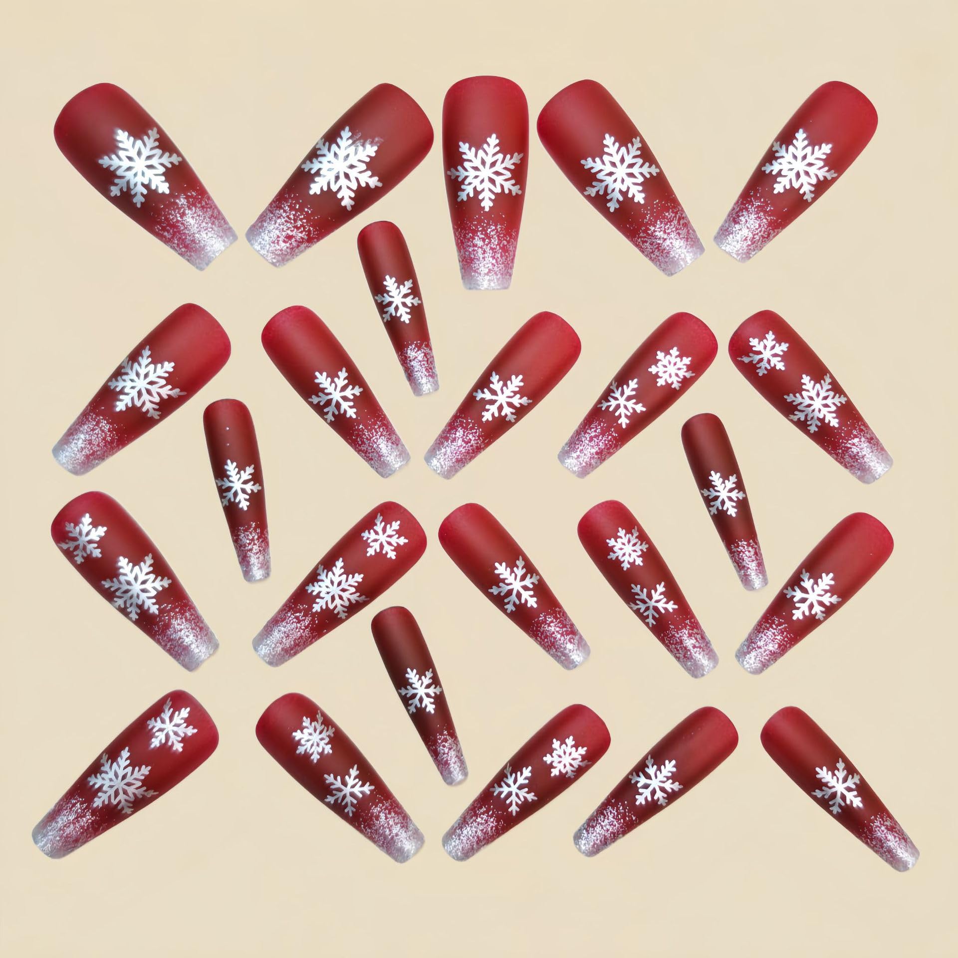 GCSQW long coffin nails in wine red for elegant winter style