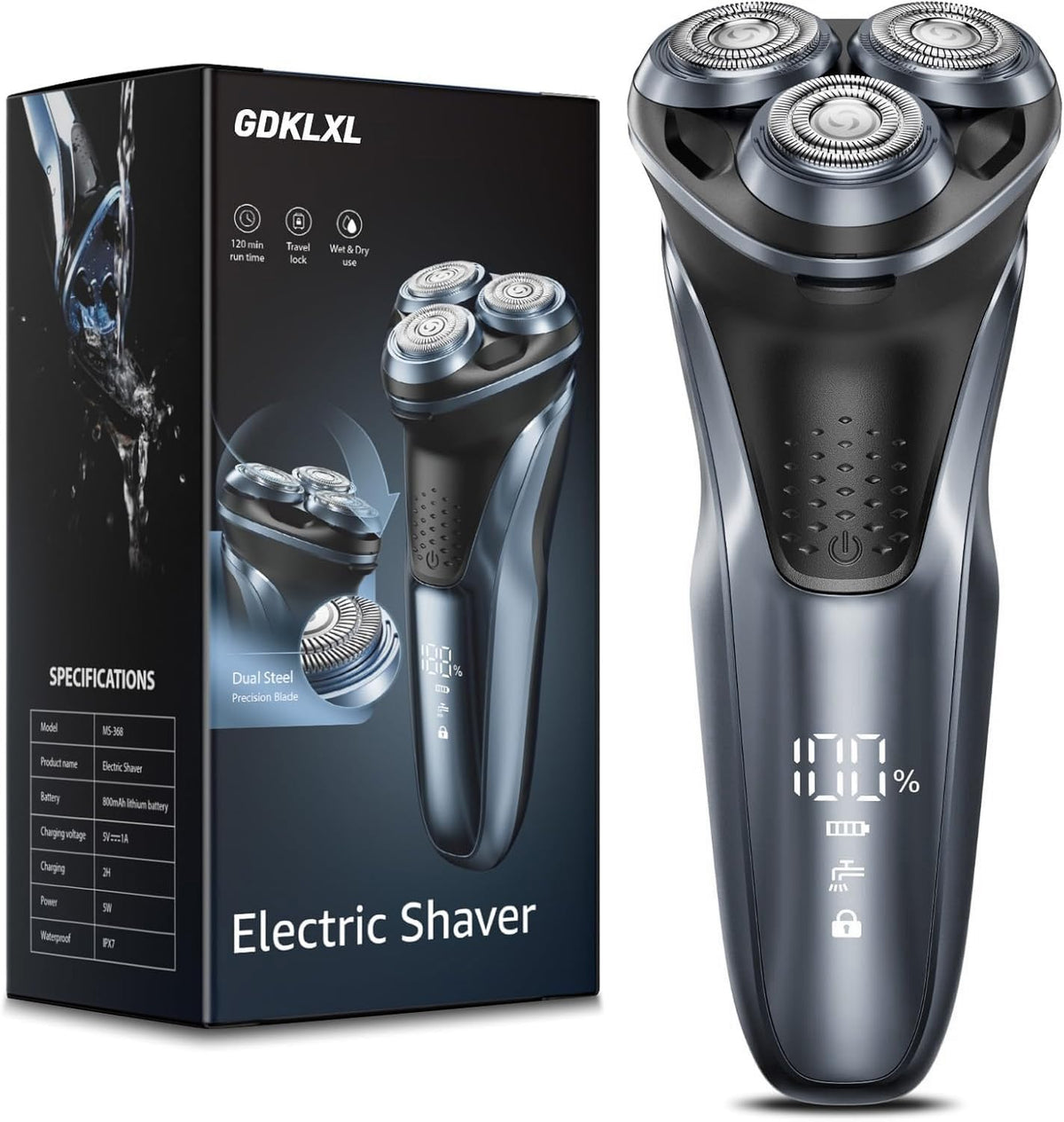 GDKLXL electric razor front view with ergonomic grip for precise daily grooming.