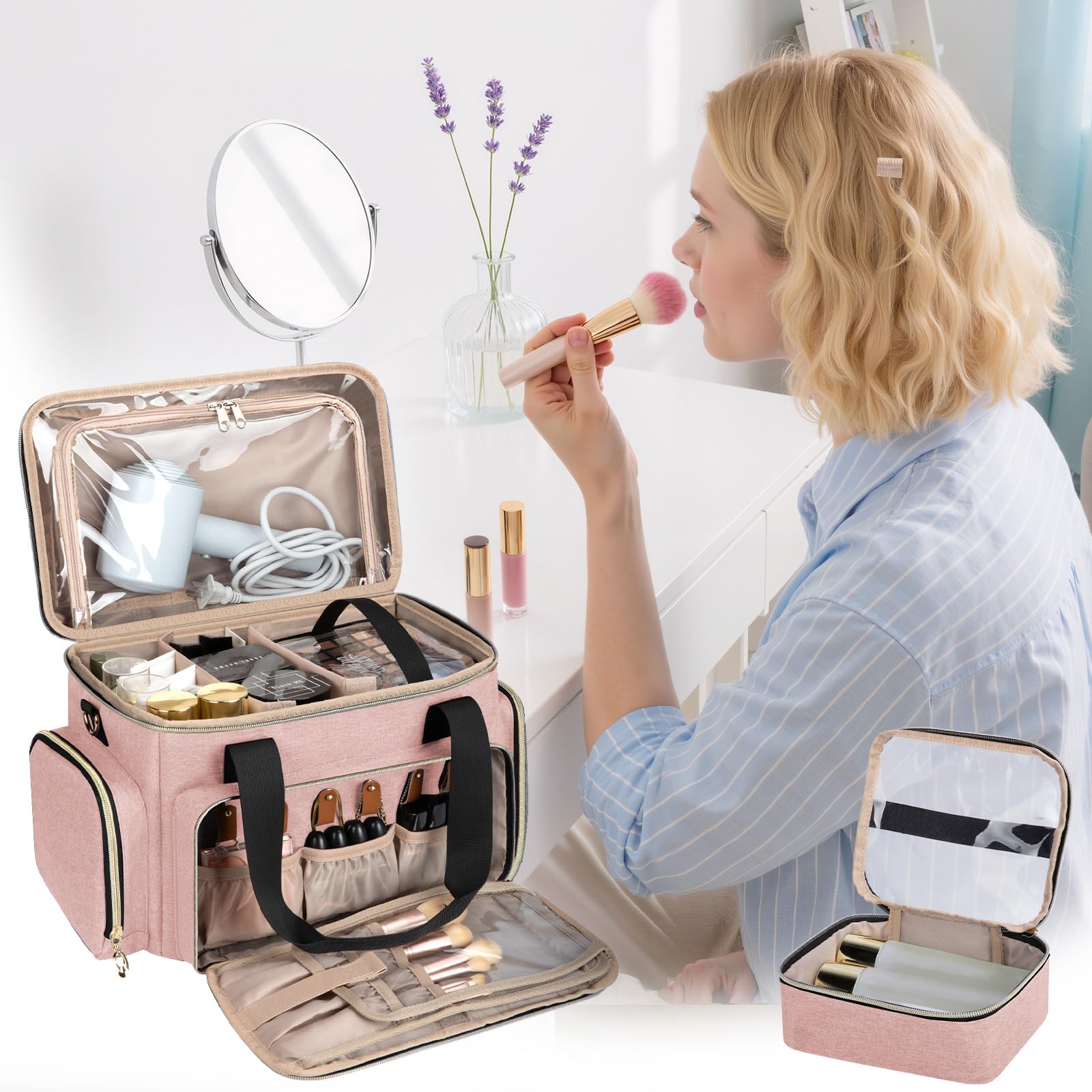 GDNasist large-capacity interior shows organized compartments for cosmetics