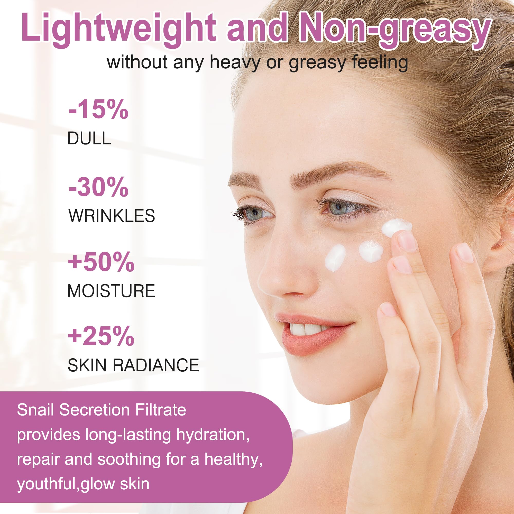 GEBEATY bottle closeup highlights premium snail mucin formula.