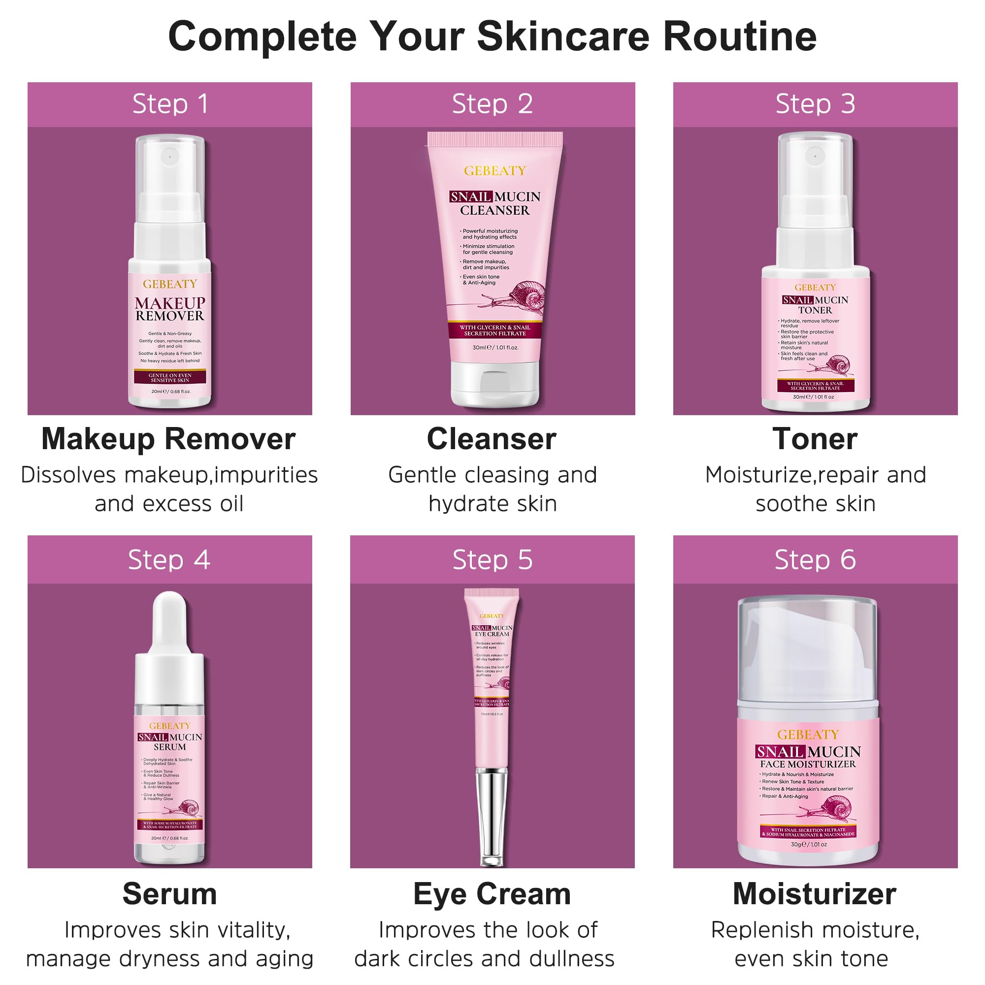 GEBEATY eye cream included for delicate under-eye nourishment and soothing care.
