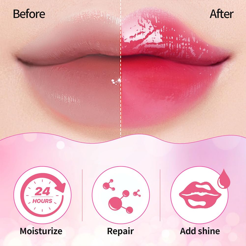 GECOMO plumping lip glow oil with pearly shimmer for fuller-looking lips.