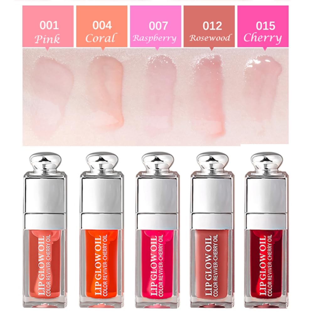 GECOMO raspberry pearly shimmer lip glow adds subtle sparkle.