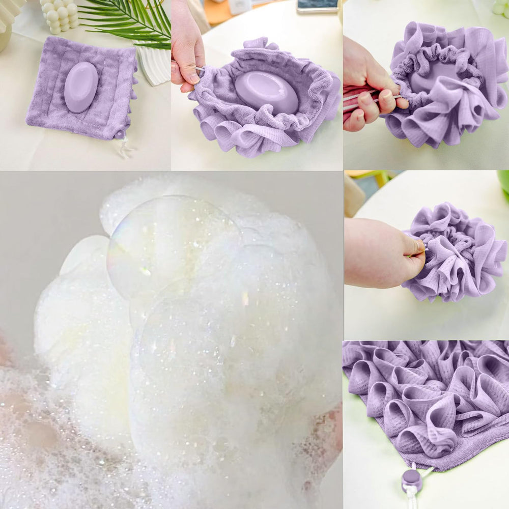 GEDEUBAN 2-in-1 loofah promotes easy storage and travel-ready cleanliness.