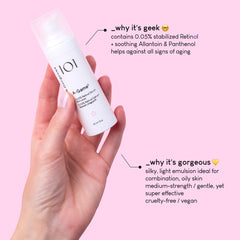 Geek & Gorgeous A-Game 5 serum bottle front highlights compact, travel-friendly packaging and clean formula.