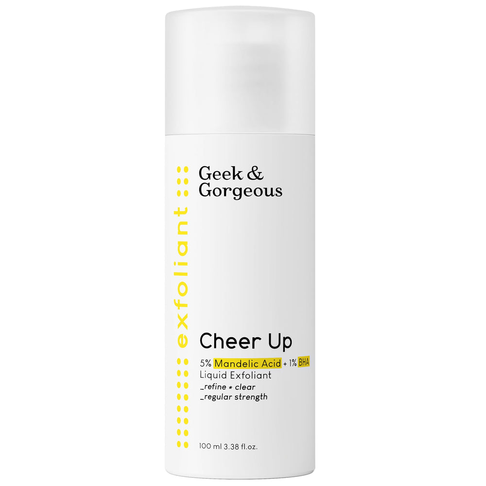 Geek & Gorgeous Cheer Up bottle close-up for oily skin.