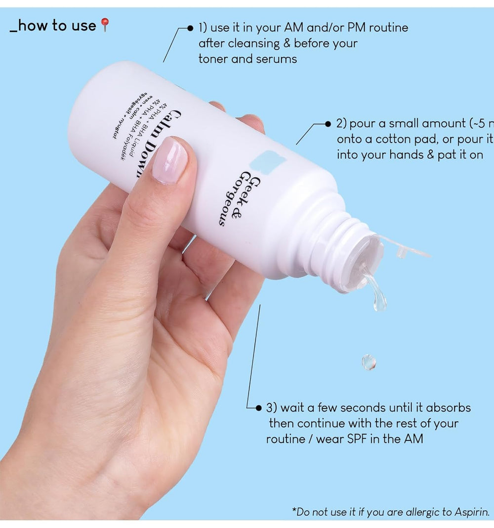 Geek & Gorgeous Calm Down drops on hand demonstrate easy, controlled application