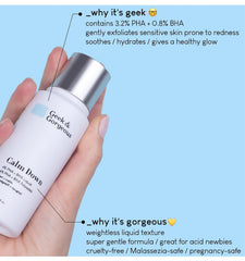 Geek & Gorgeous Calm Down liquid texture close-up shows a lightweight soothing consistency