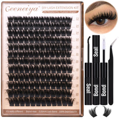 Geeneiya 200D lash clusters kit packaging demonstrates easy at-home use and gifting appeal.