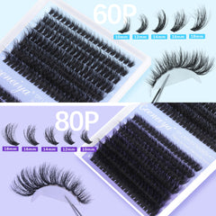 Geeneiya 60d-80d lash clusters with wider band for denser appearance