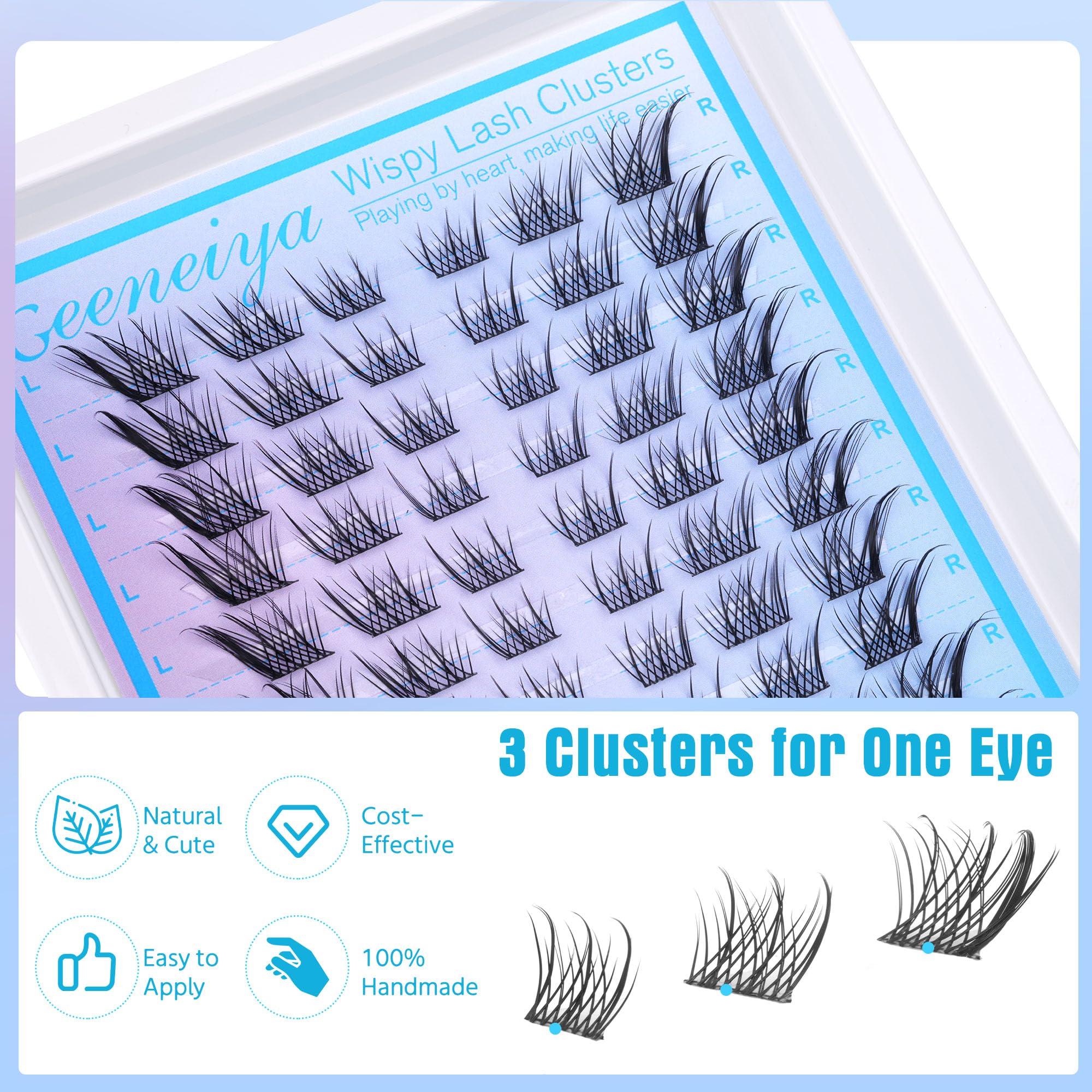 Geeneiya cat-eye manga lash clusters provide bold anime-inspired look.