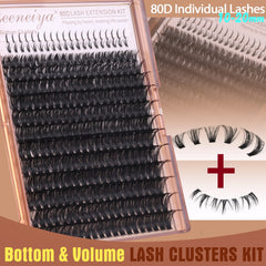 Geeneiya cluster eyelash wispy-volume 80D for dramatic yet natural look.