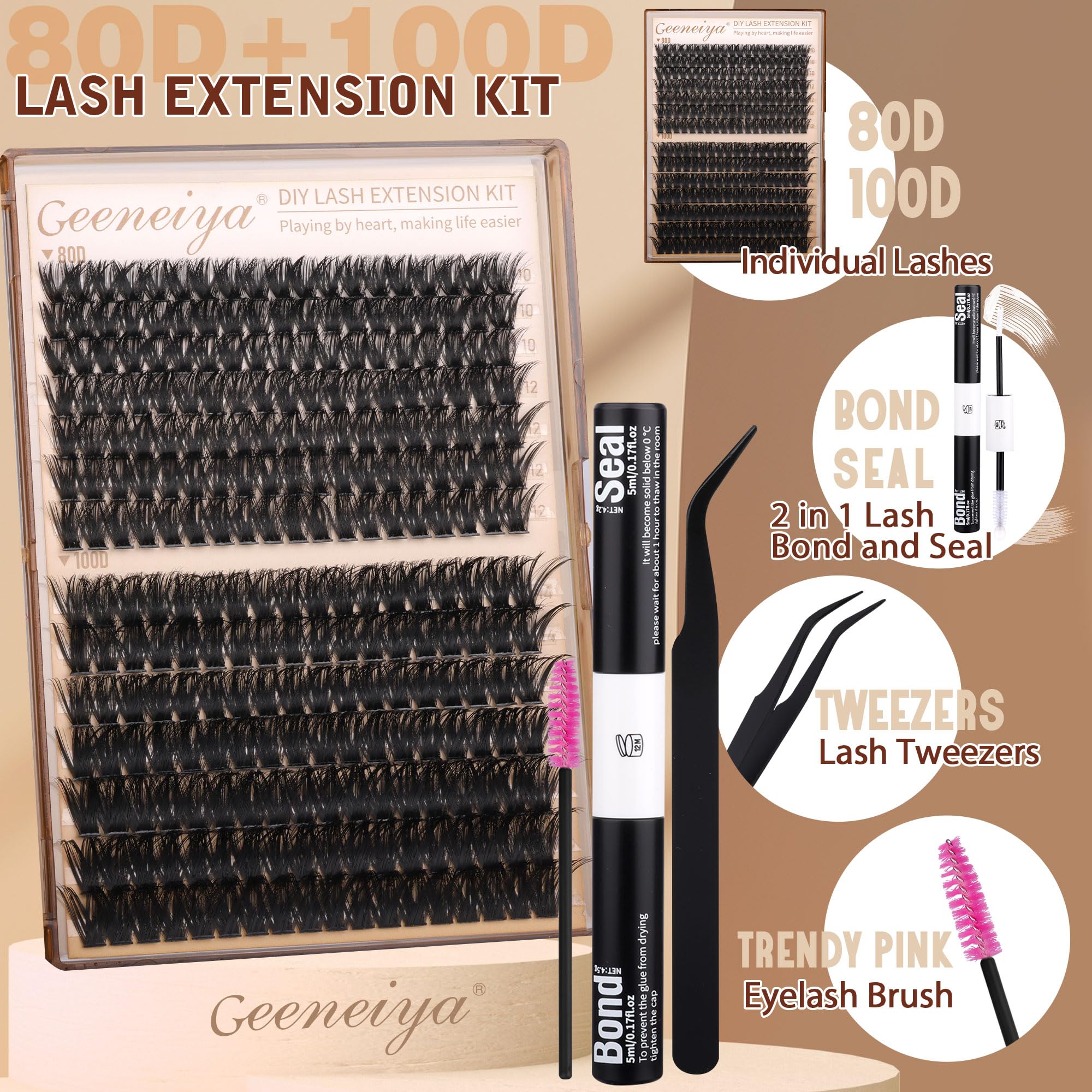 Geeneiya D-Curl lashes 10-16mm range for versatile eye shaping.