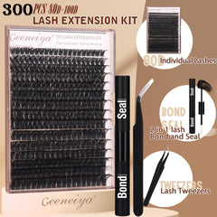 Geeneiya lash bond and seal secure clusters for longer wear.
