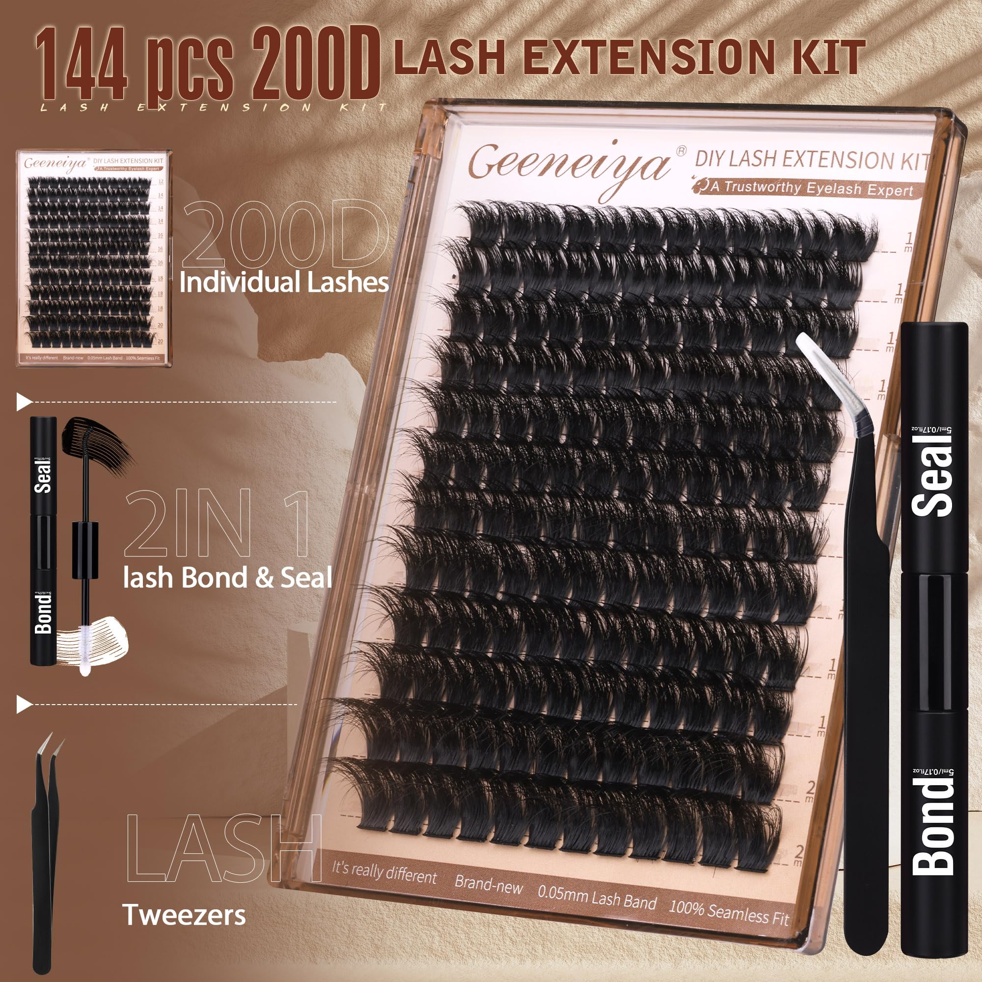 Geeneiya mixed-length 10-20mm clusters offer versatile lash styling options.