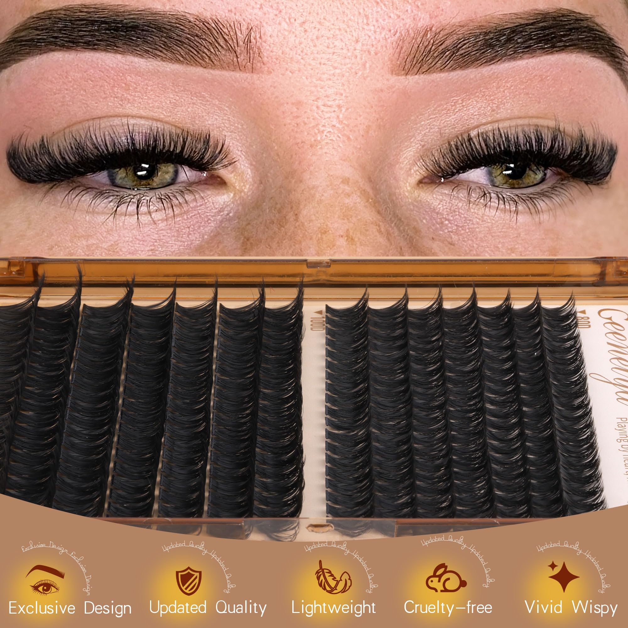Geeneiya pink eyelash brush for grooming and finishing touch.