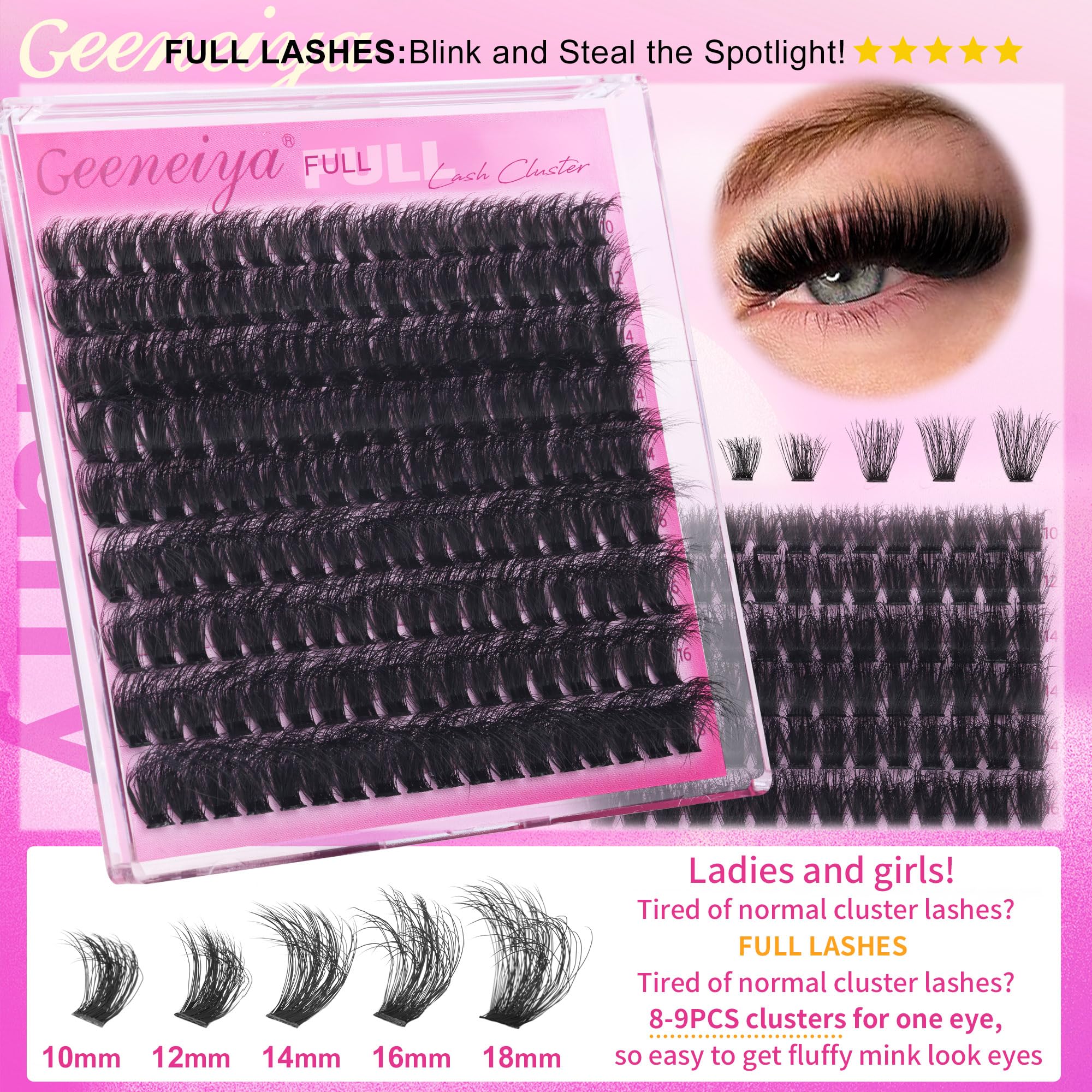 Geeneiya Spike Lashes clusters for textured lash maps