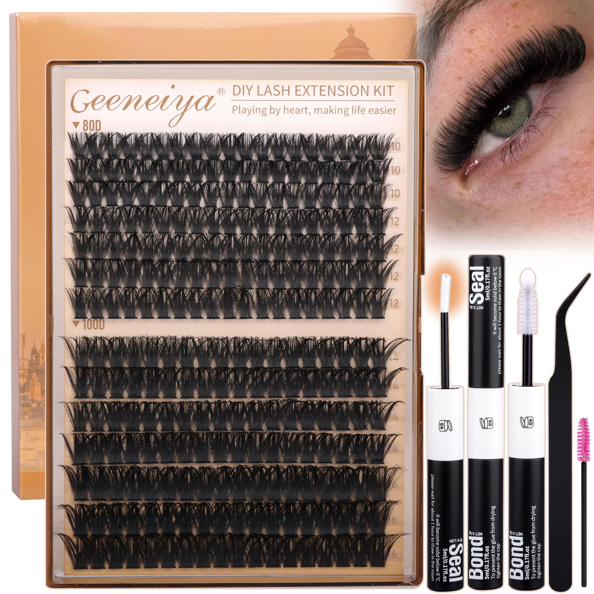 Geeneiya volume lash clusters kit unboxing, perfect for at-home DIY lash creations.